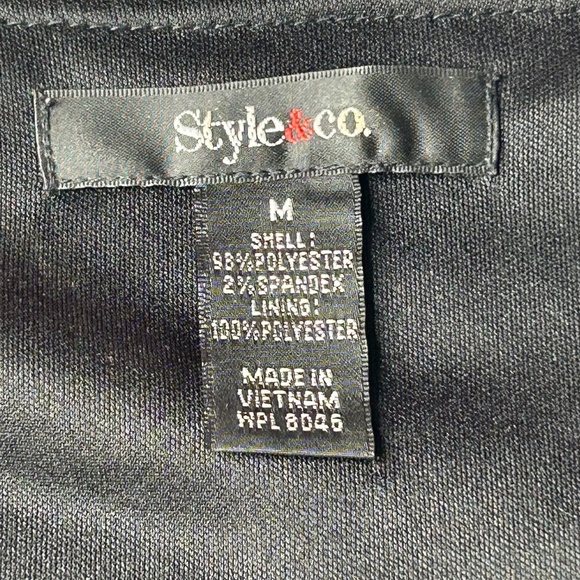 Style & Co. Vintage Y2K Black Lace Sheer Dress Floral Black Medium Midi - Picture 7 of 16